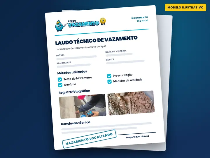 Modelo ilustrativo de laudo técnico de vazamento